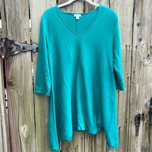 Pure J Jill Green Asymmetrical Tunic Sweater Top Cotton Silk Women’s Sz Small